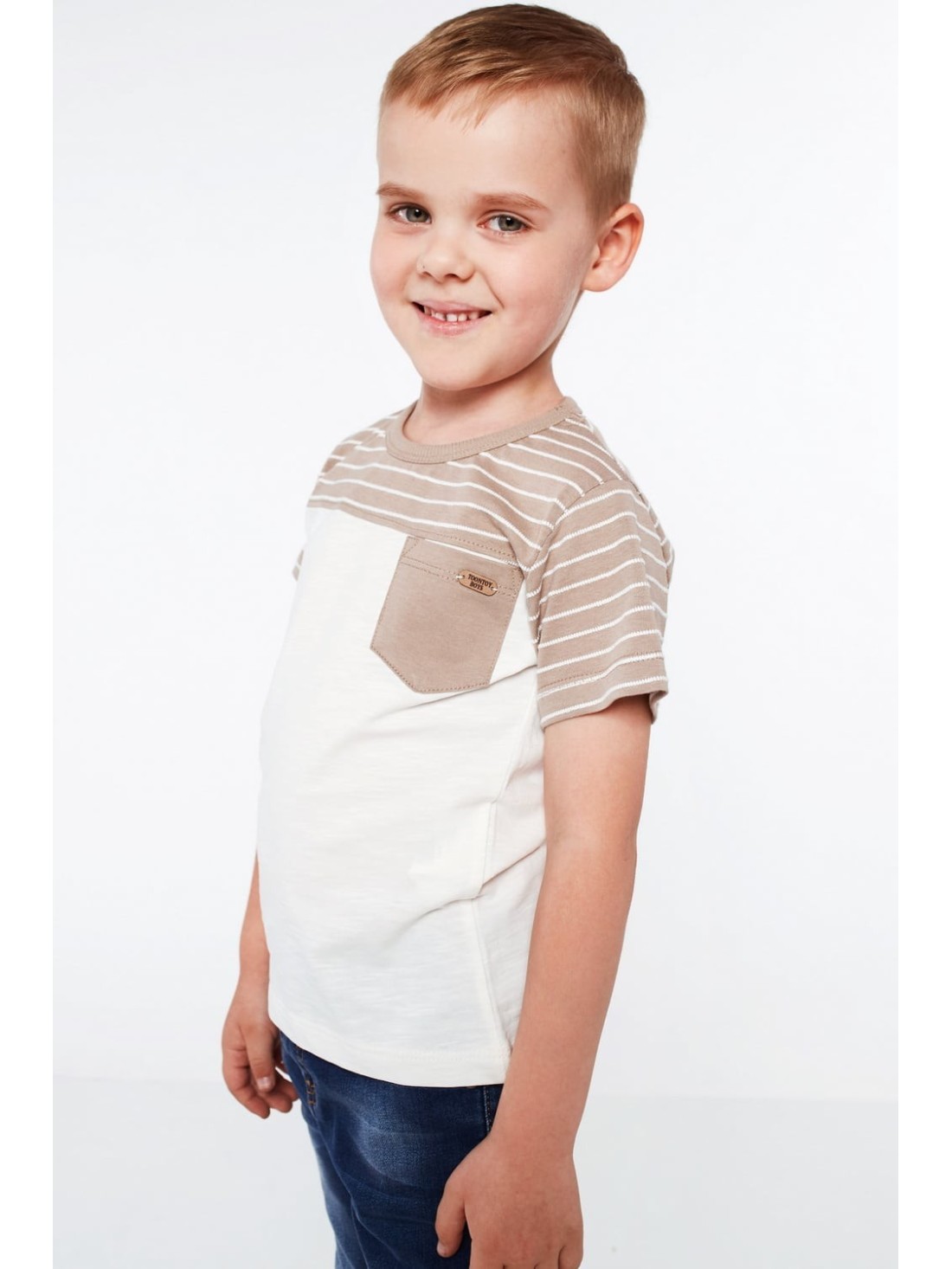 Beige and cream boys\' T-shirt NDZ4492 - Online store - Boutique